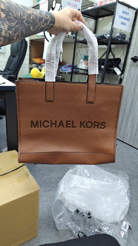 [S] MICHAEL KORS LUGGAGE 37S5MCOT4L COOPER LEATHER STRUCTURED TOTE, 197853422391 (SMK1245)