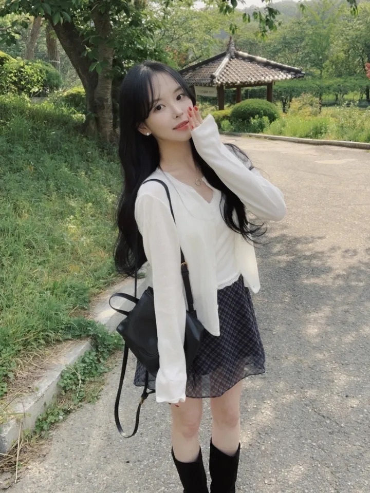 【優惠現貨】韓國雪紡格紋半身裙（2色）