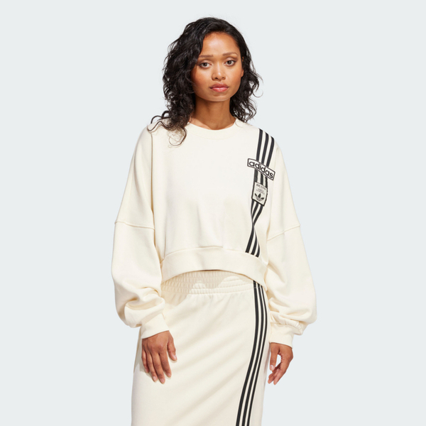 Adidas Crop Sweatshirt JD0084 女 長袖上衣 休閒長袖 寬鬆 舒適 米
