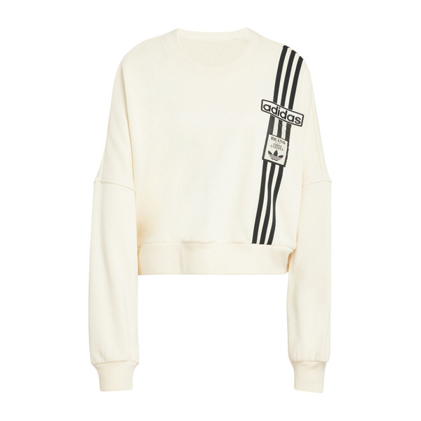 Adidas Crop Sweatshirt JD0084 女 長袖上衣 休閒長袖 寬鬆 舒適 米