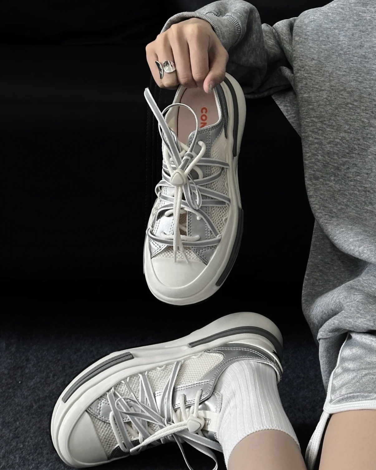 王源同款converse 未來銀夾心厚底鞋🍪