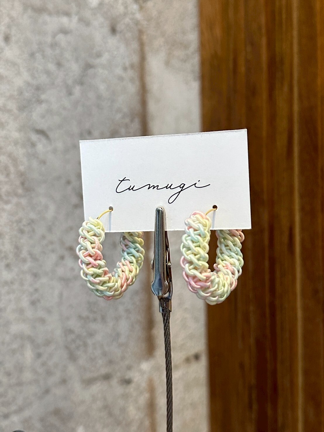 [TUMUGI] 水引環形耳環 | 彩虹色 | 耳針 | NO.142