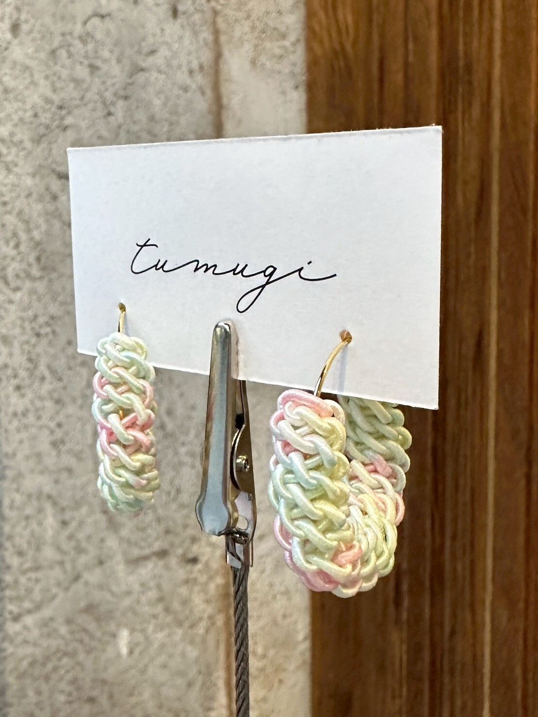 [TUMUGI] 水引環形耳環 | 彩虹色 | 耳針 | NO.142