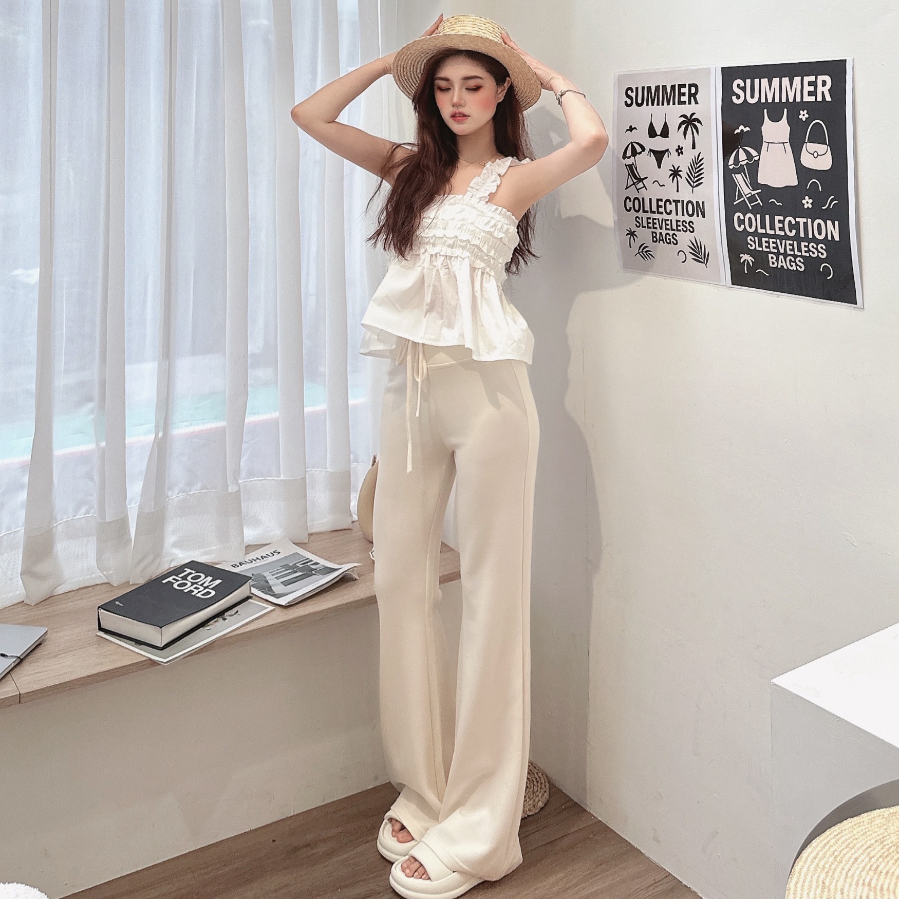 荷葉寬肩帶背心/三色