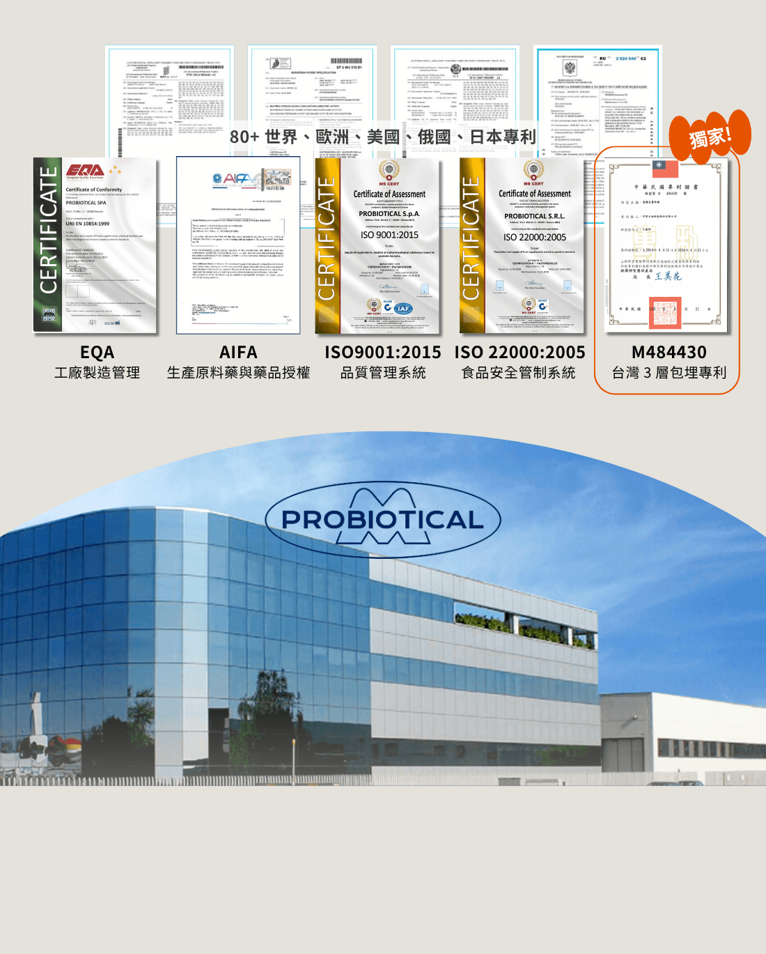 Skin5皮膚益生菌關鍵原料專利認證