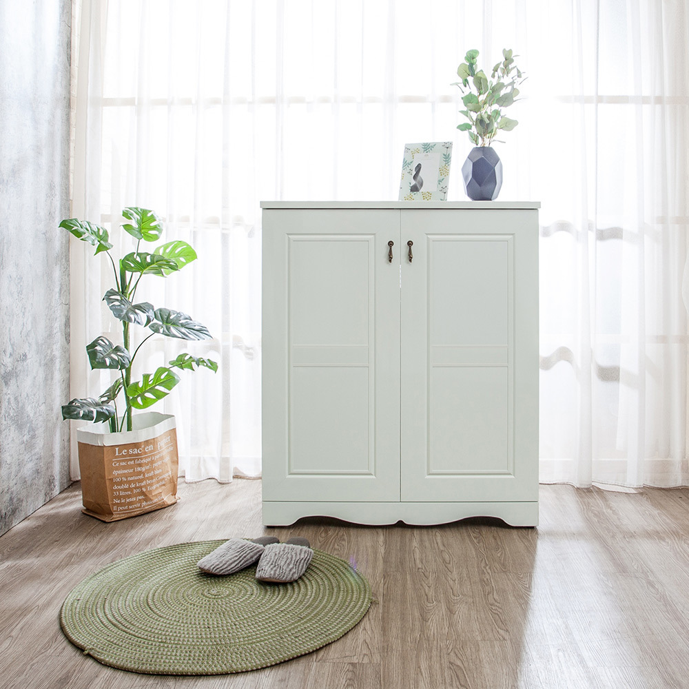 南亞塑鋼-3尺二開門橫飾條線框造型鞋櫃