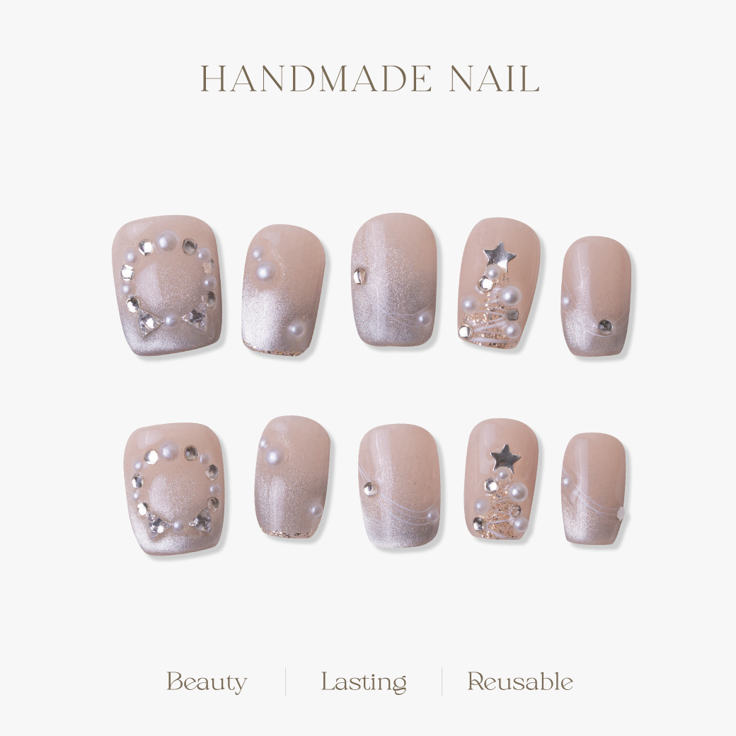 ARTiS di Voce 穿戴美甲片組合-超短梯-銀白佳節