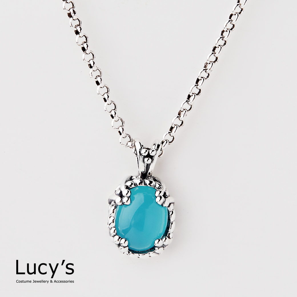 925純銀 幻境藍玉隨 硫化項鍊 (96368)