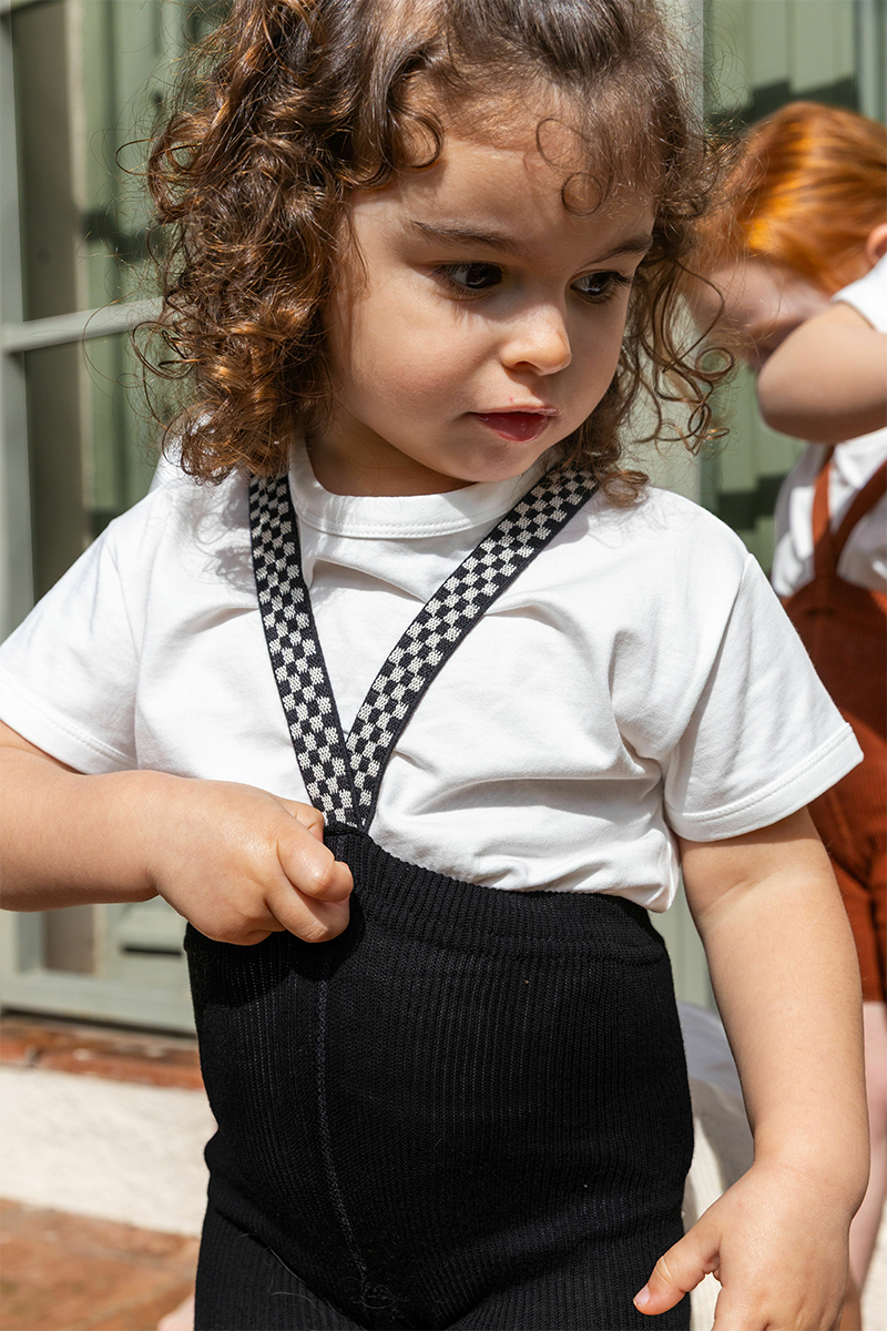 Silly Silas 棋盤格拼接吊帶短褲-Classic Black Checked