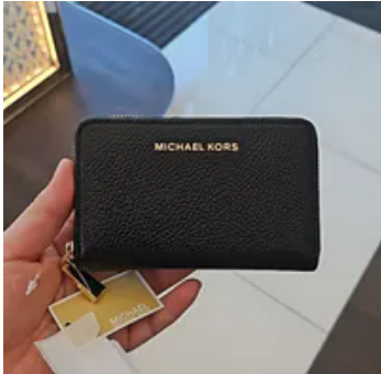 [S] MICHAEL KORS BLACK 32F9GJ6D0L JET SET LEATHER SM ZA CARD CASE, 193599038797 (SMK1250)