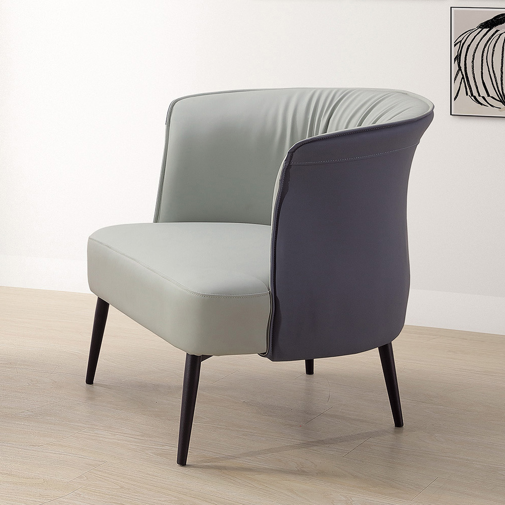 羅林皮革造型休閒單人椅/沙發椅/扶手餐椅/商務洽談椅/房間椅/會客椅/設計款椅(兩色可選)