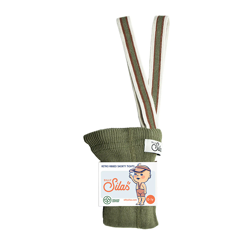 Silly Silas 撞色條紋拼接吊帶短褲-Olive