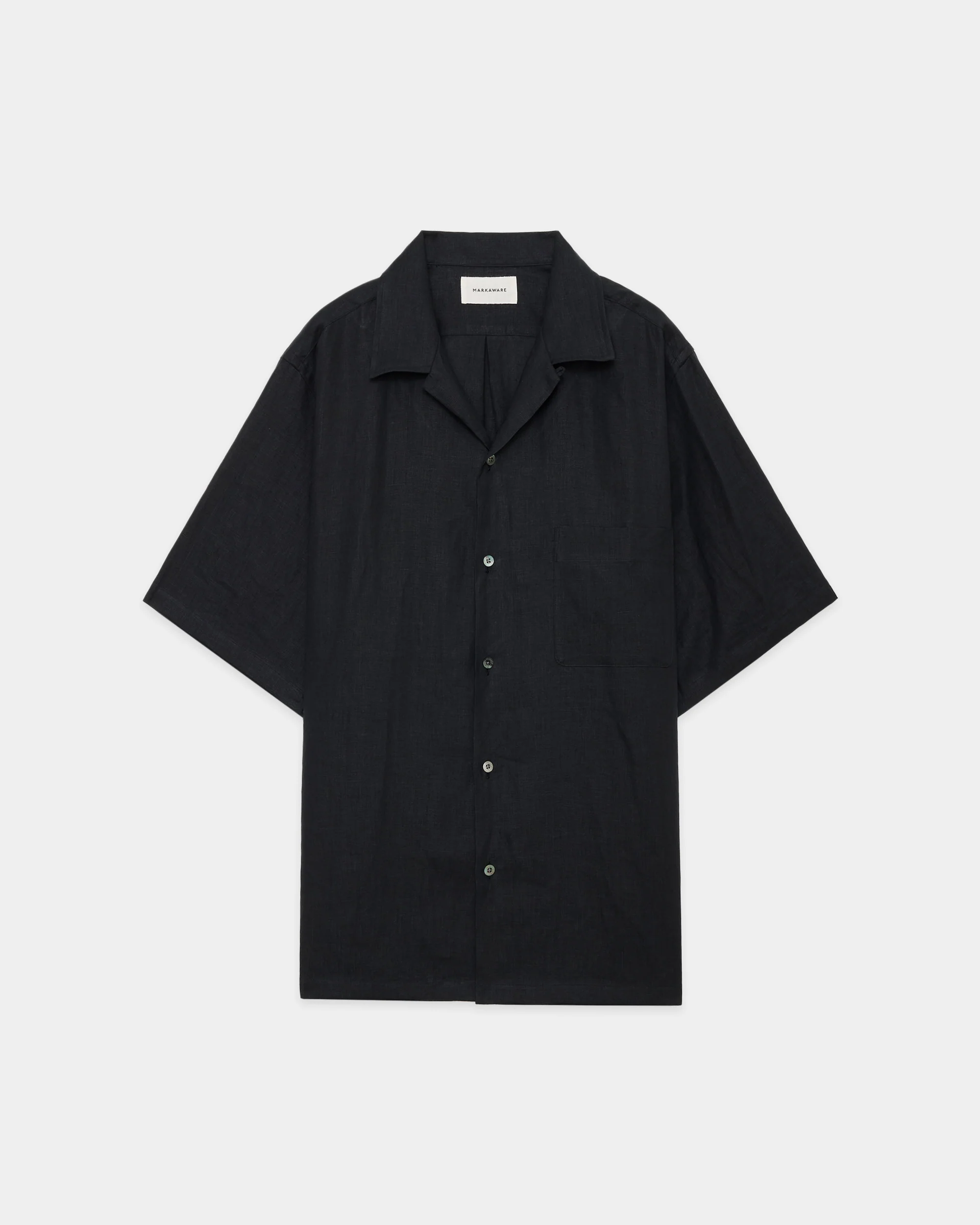 MARKAWARE - HEMP SHIRTING NEW OPEN COLLAR S/S SHIRT