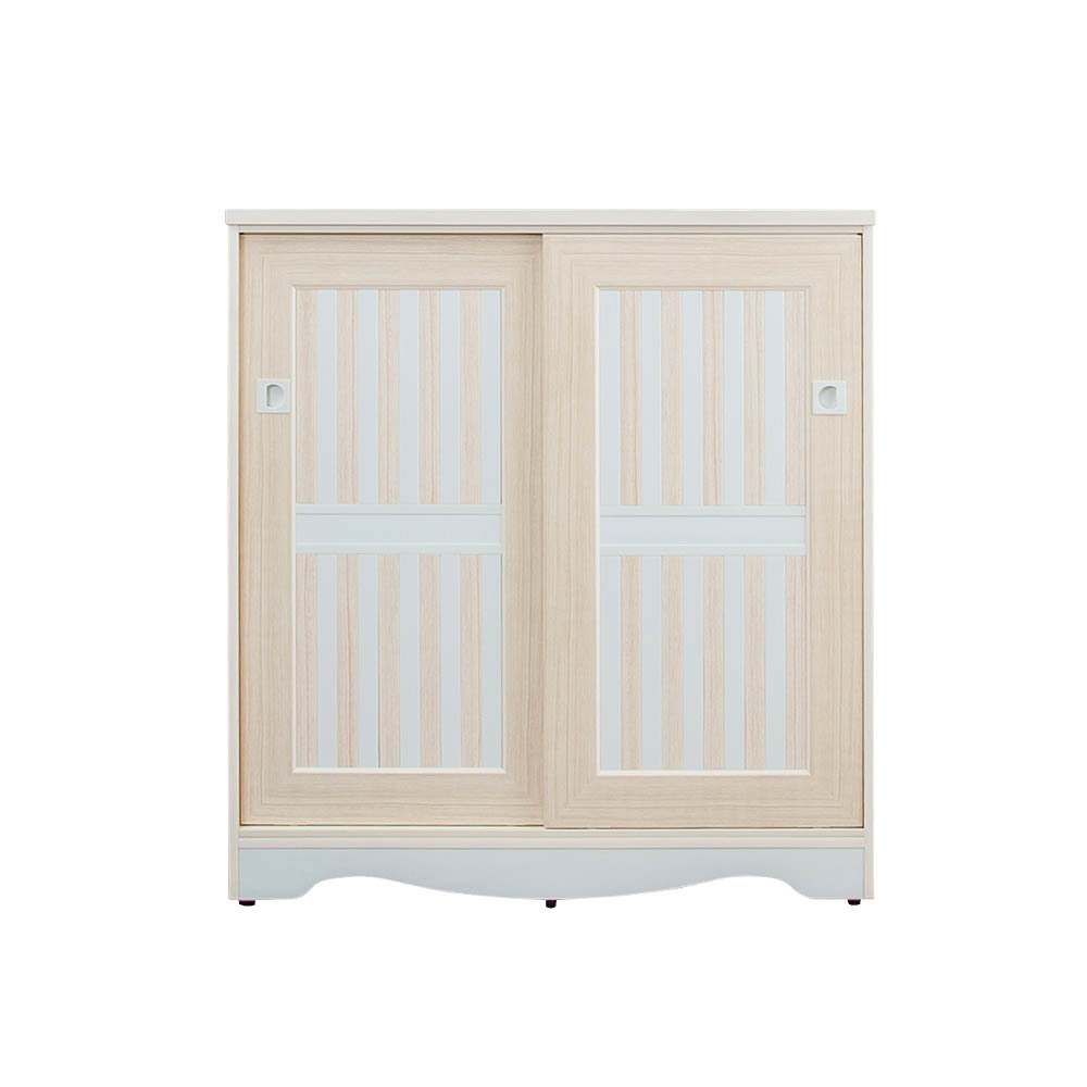 南亞塑鋼-3.3尺二推/拉門橫飾條線板造型鞋櫃