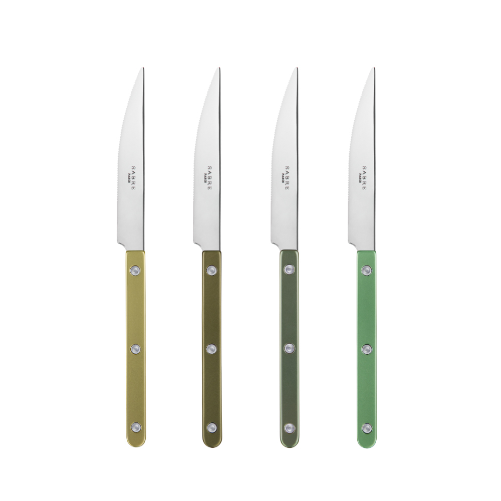 SABRE | Bistrot 復古珠光水晶鈕扣系列 | 主餐刀 | 亮面 | 多色選擇