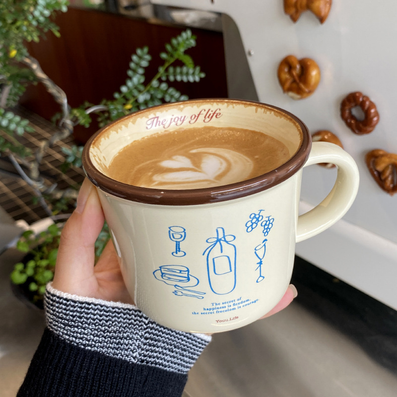 《6019》法式紅酒甜品奶油陶瓷馬克杯350ml