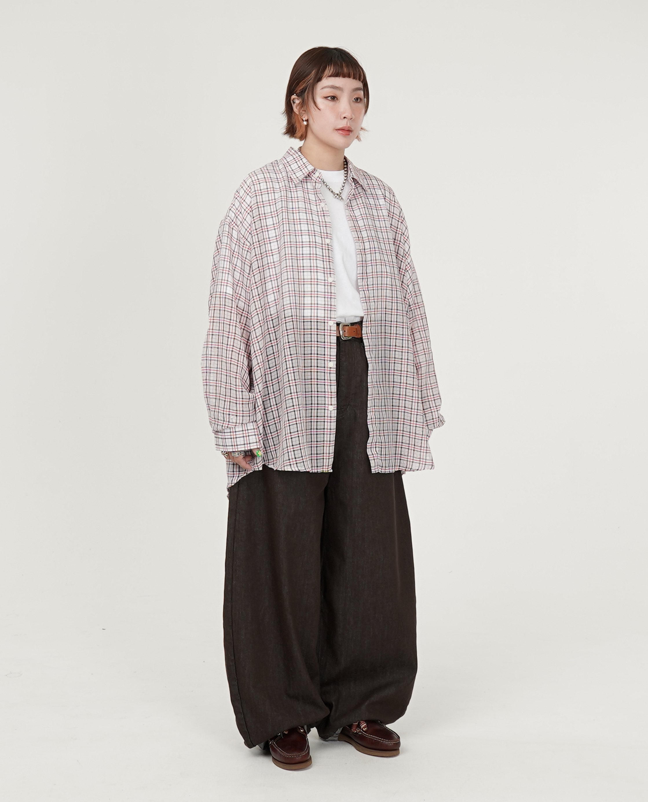 薄料紅白小格紋襯衫