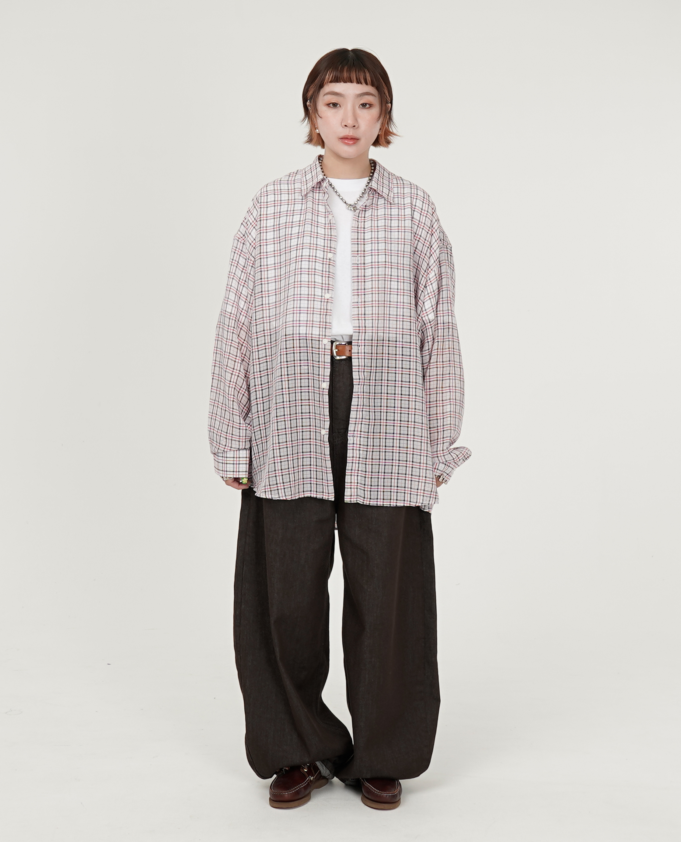 薄料紅白小格紋襯衫