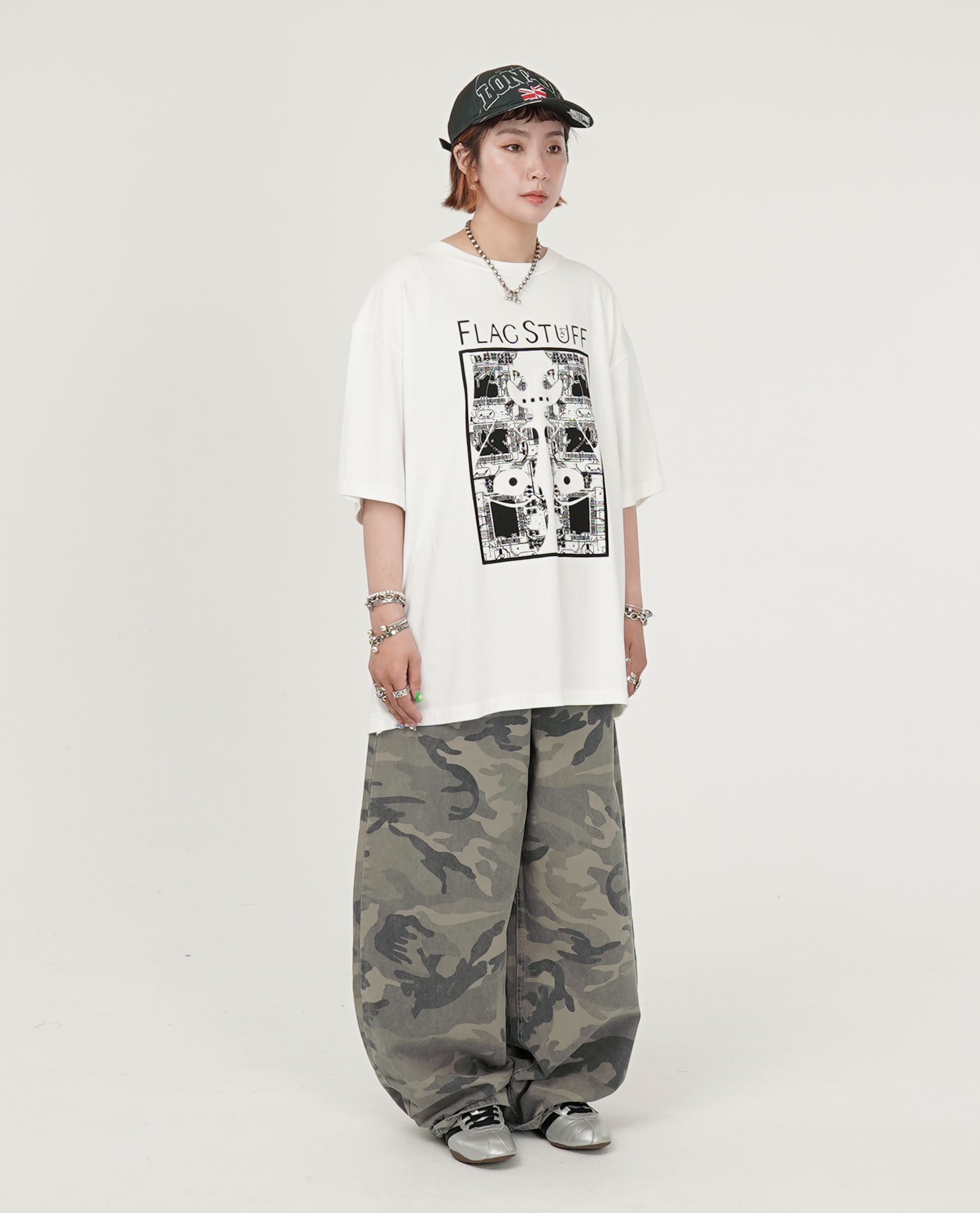 迷彩水洗Baggy牛仔