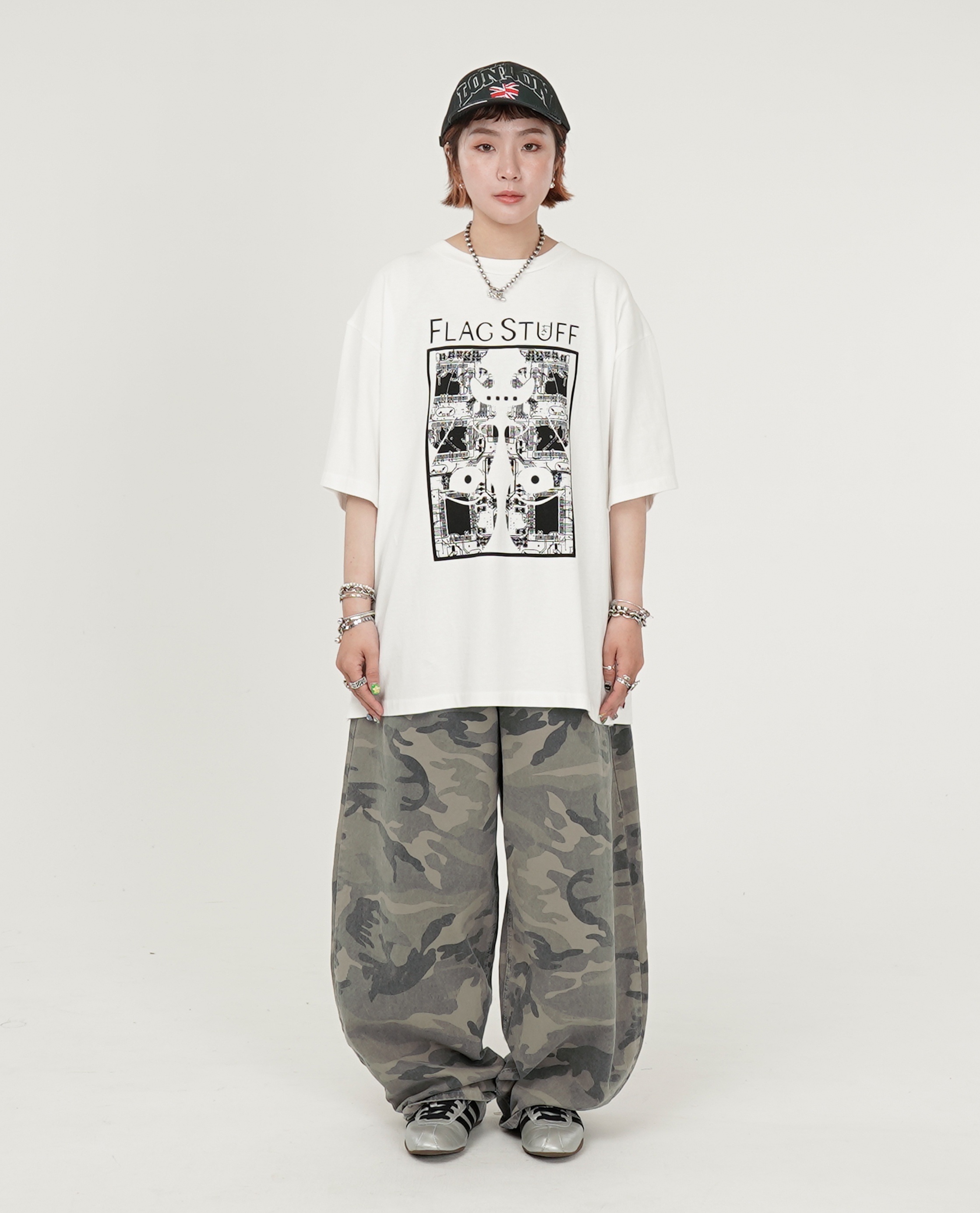 迷彩水洗Baggy牛仔