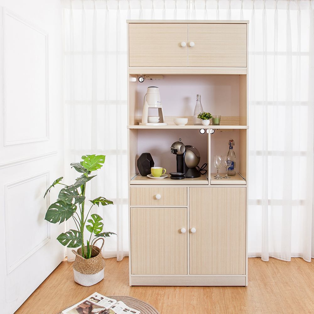 南亞塑鋼-3.2尺四門一抽二拉盤上開放塑鋼電器櫃/收納餐櫃