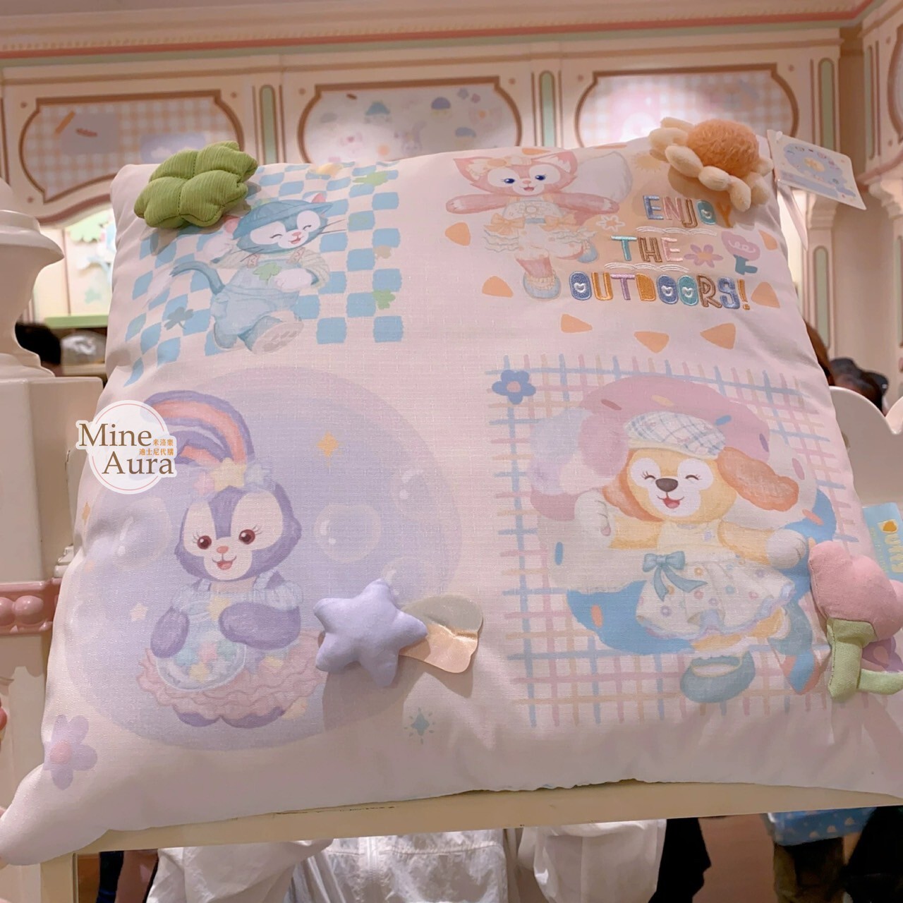 達菲 Duffy 與好友們 自然的色彩系列 圖案 抱枕 靠墊 -上海迪士尼樂園