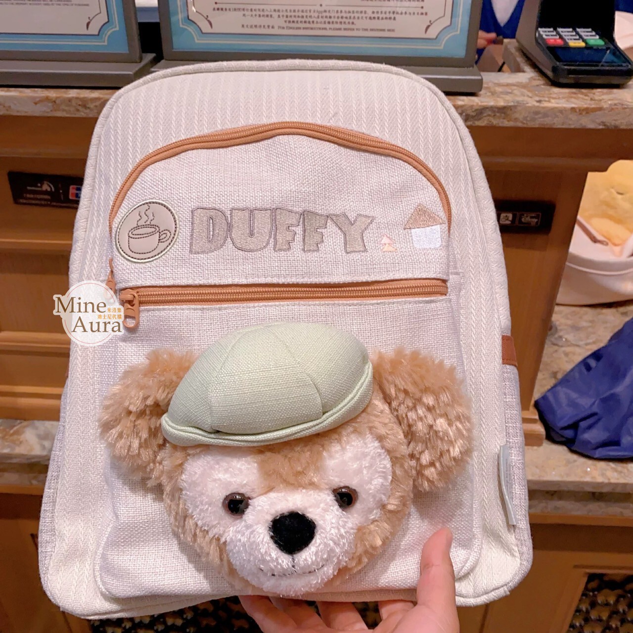 達菲 Duffy 與好友們 自然的色彩系列 達菲 Duffy 絨毛大頭造型 後背包 -上海迪士尼樂園