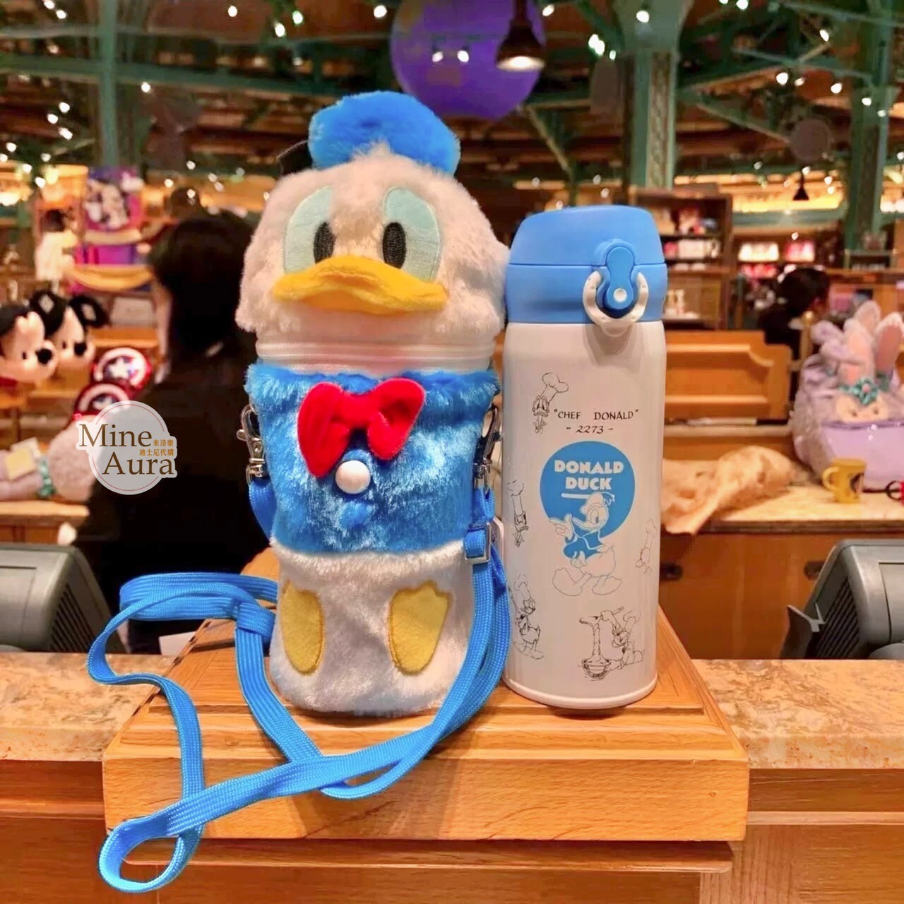 (限時特價) 唐老鴨 Donald 保溫瓶+絨毛造型杯套 -上海迪士尼樂園