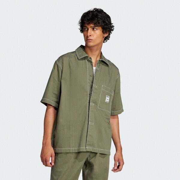 Adidas Wab Shirt JP4480 男 短袖襯衫 工裝 棉質 綠 亞版
