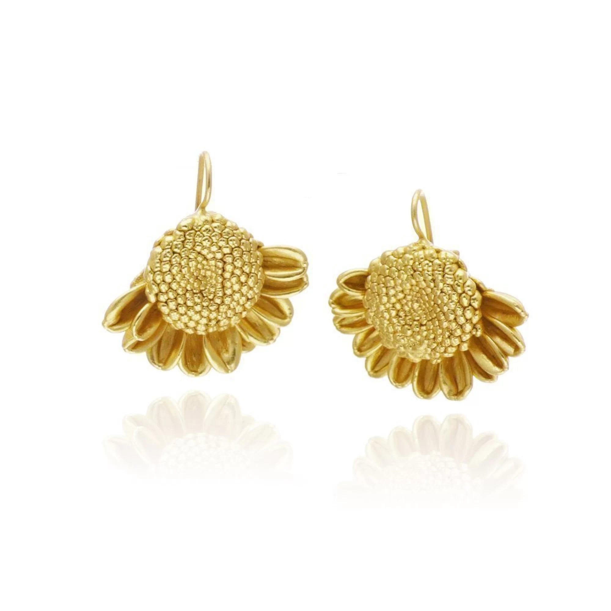 1TA0524-463 THALLO Kleopatra Chrysanthemum Earrings Statement with Steady Hook 24K Gold Plated #N298 (A-SK-E)