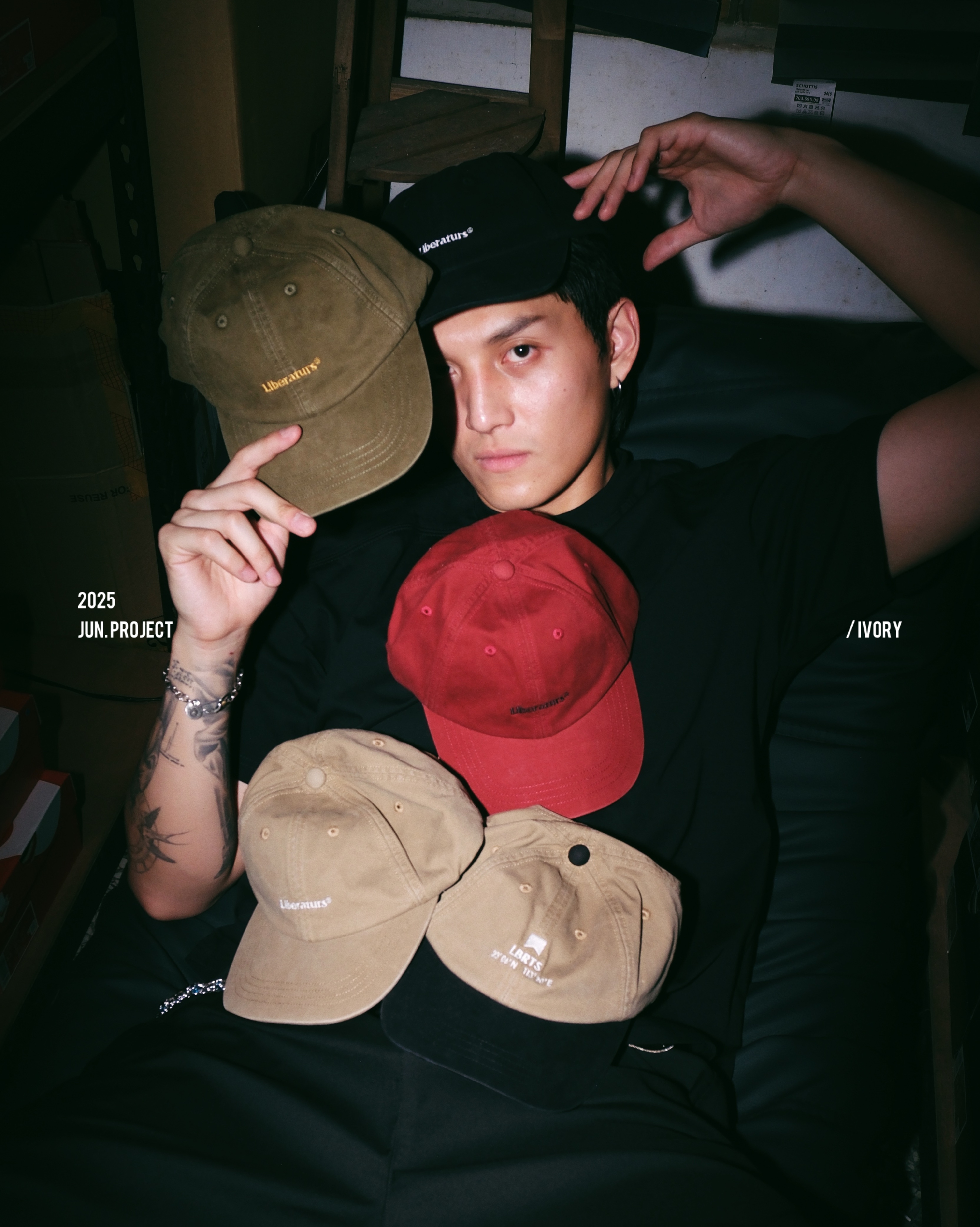 IVORY 簡約 刺繡 字體 老帽 四色【LC0026NT】