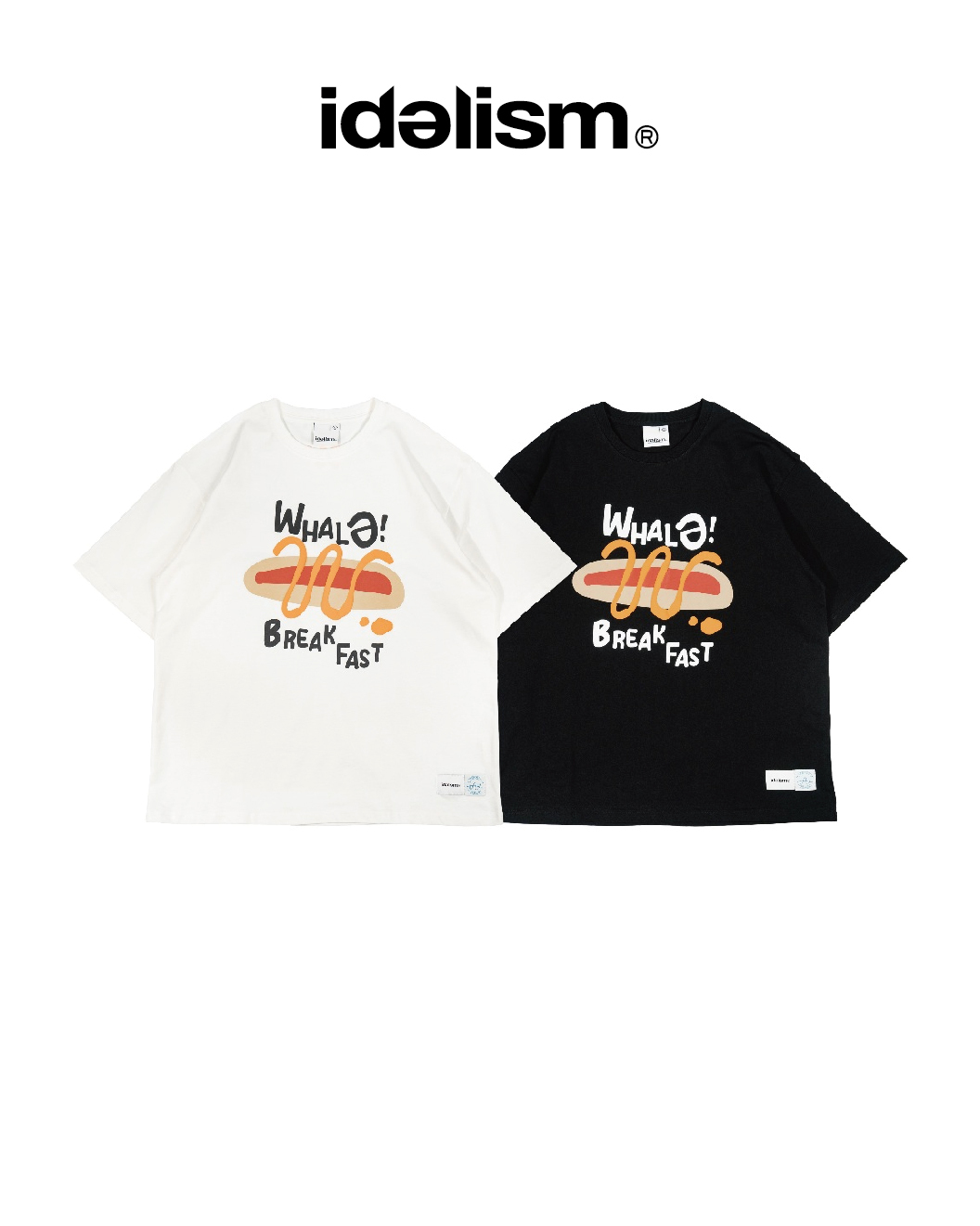 idealism 發泡印刷短袖T恤 白/黑 25 S/S WHALe Hotdog Tee
