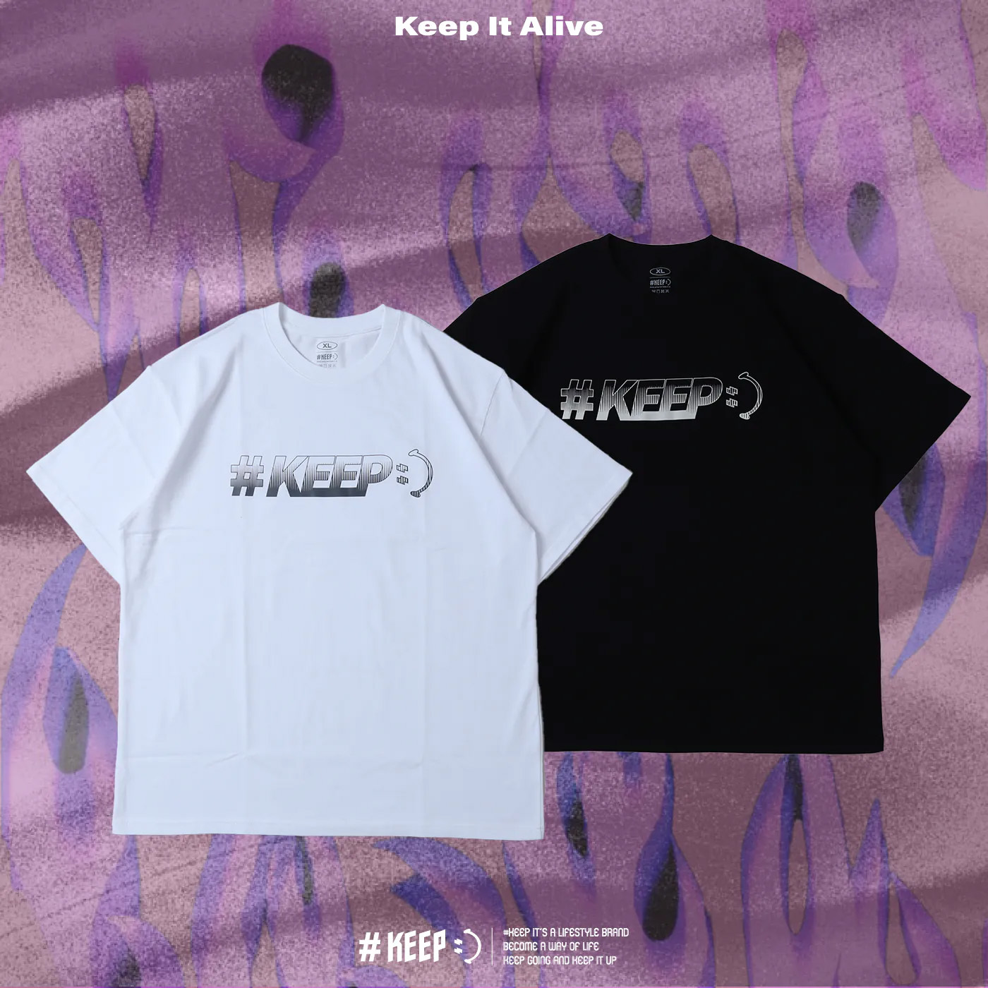 #KEEP IT ALIVE TEE 白色 黑色 印花 漸層 休閒 KEEP續燃信念TEE【KS294】