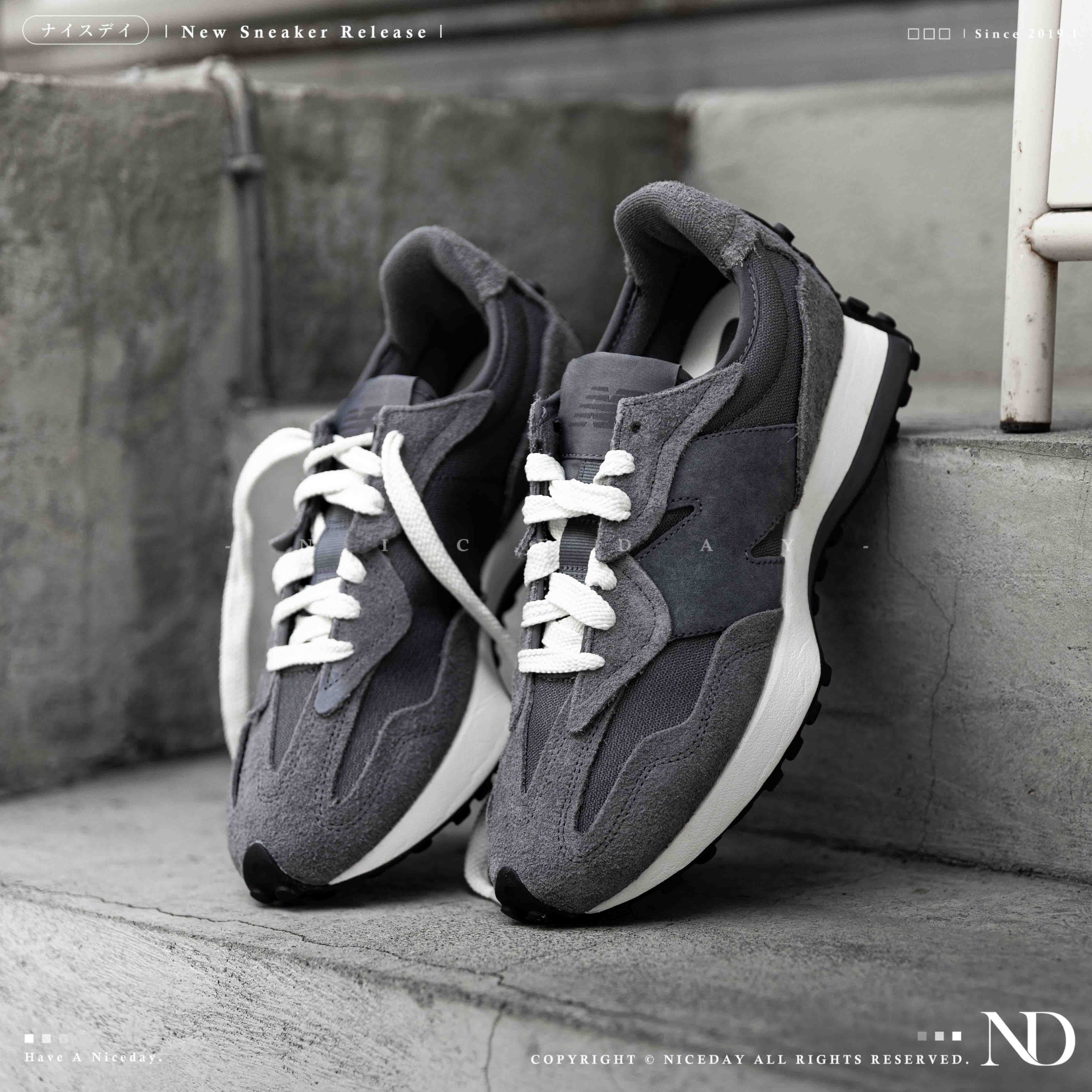 NICEDAY 現貨 New Balance 327 灰白 麂皮 深灰 鐵灰 炭灰 碳灰 灰 男鞋 U327WTG
