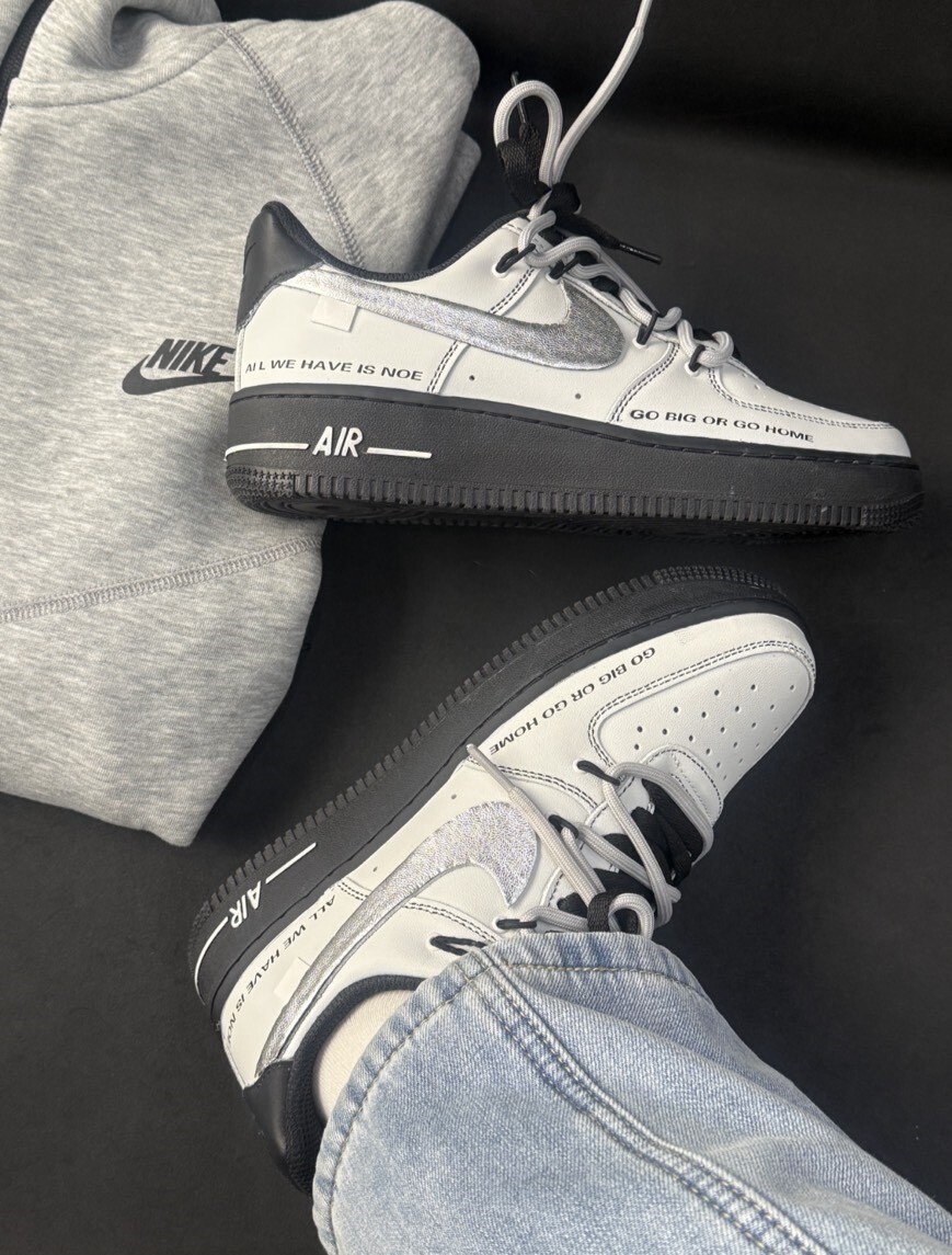 【訂製鞋款】 Nike Force 1 Low 破釜沉舟 皮革 字母 結構 米色 銀鉤 雙鞋帶 乳白 休閒鞋 CW2288-001(Team44-破釜沉舟)