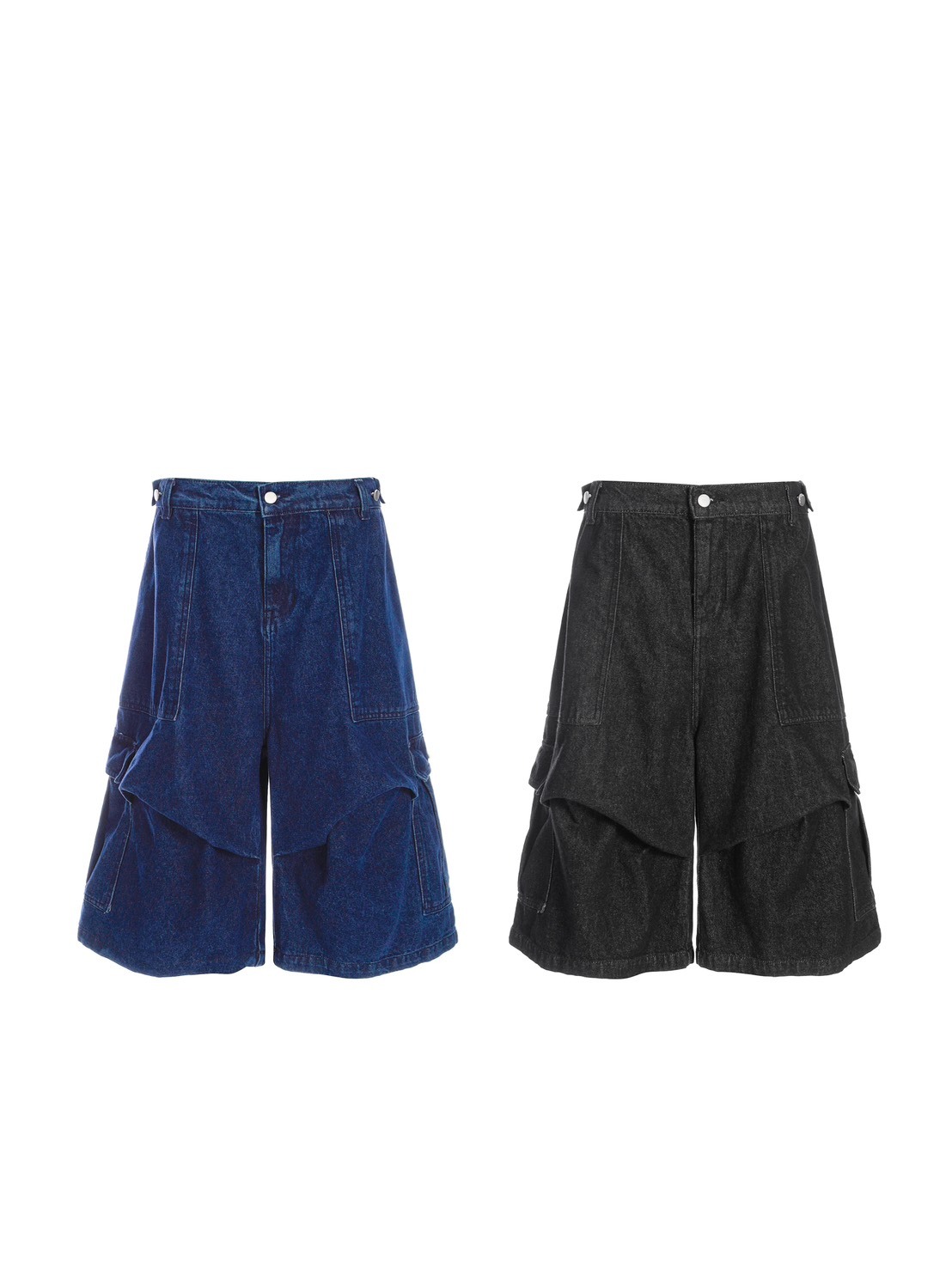 FU 設計感 復古 休閒 工裝 大口袋 #七分褲