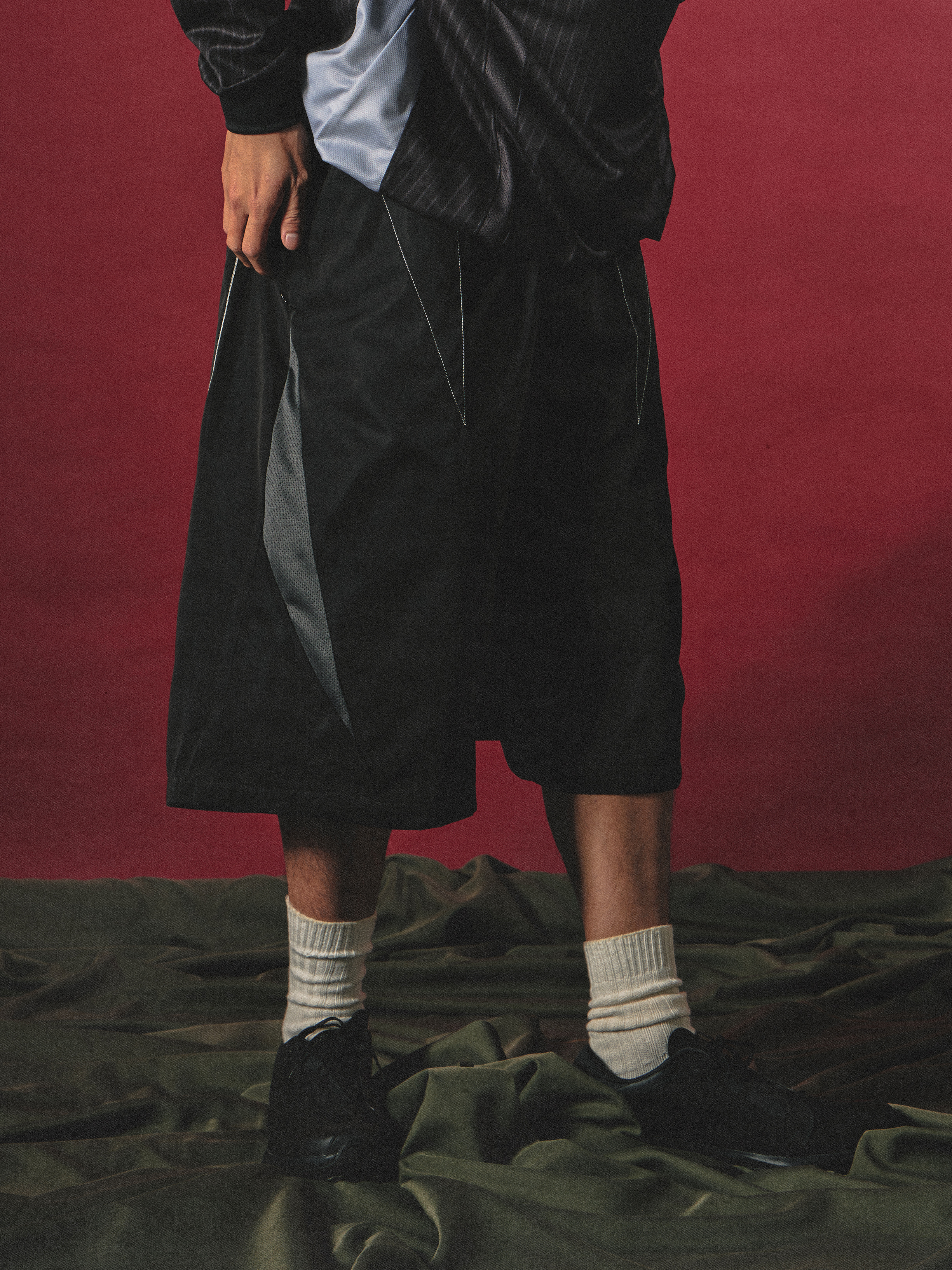 Wall of Sound - 3:20/“TEENAGER” Tooth-Splicing Baggy Shorts - Black