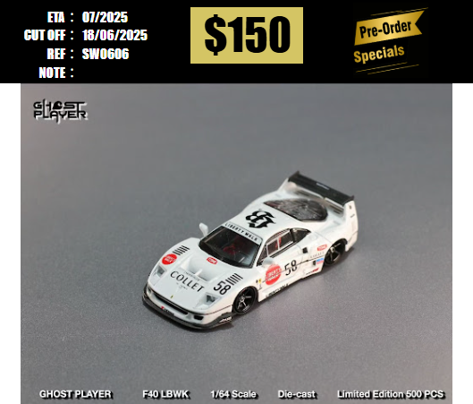 PO-$150 * STREET WEAPON * 1:64 FERRARI F40 LB WIDEBODY WHITE [OD06/06]