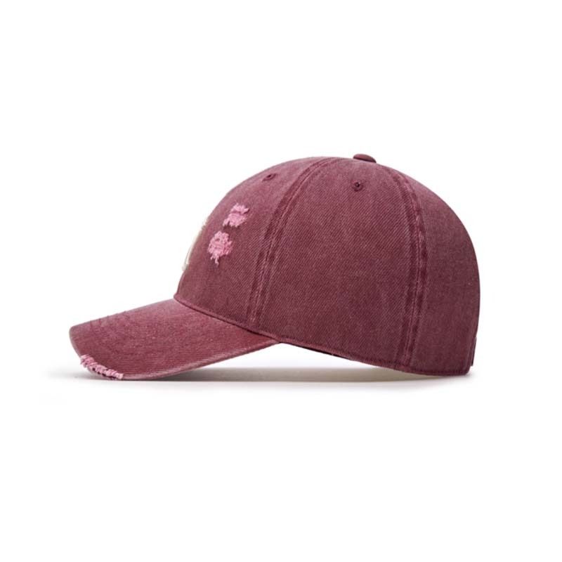 韓國 MLB 洋基 刷破水洗帽 老帽 帽子 酒紅色 男女 MLB-02 [台灣現貨]