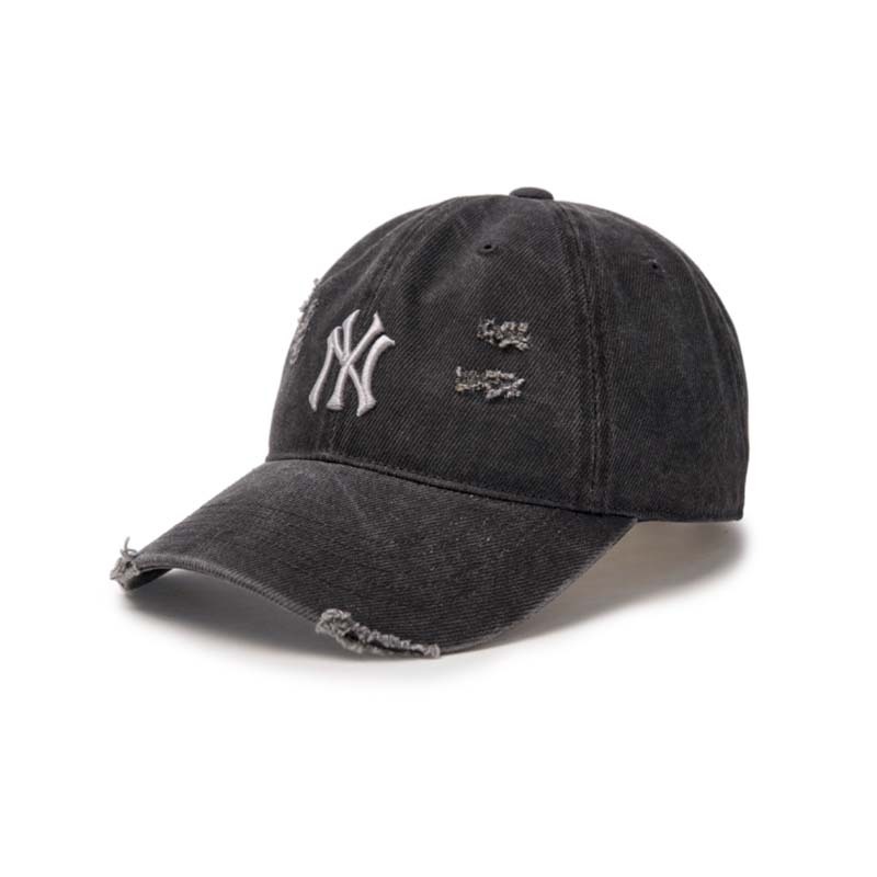 韓國 MLB 洋基 刷破水洗帽 老帽 帽子 黑色 男女 MLB-04 [台灣現貨]