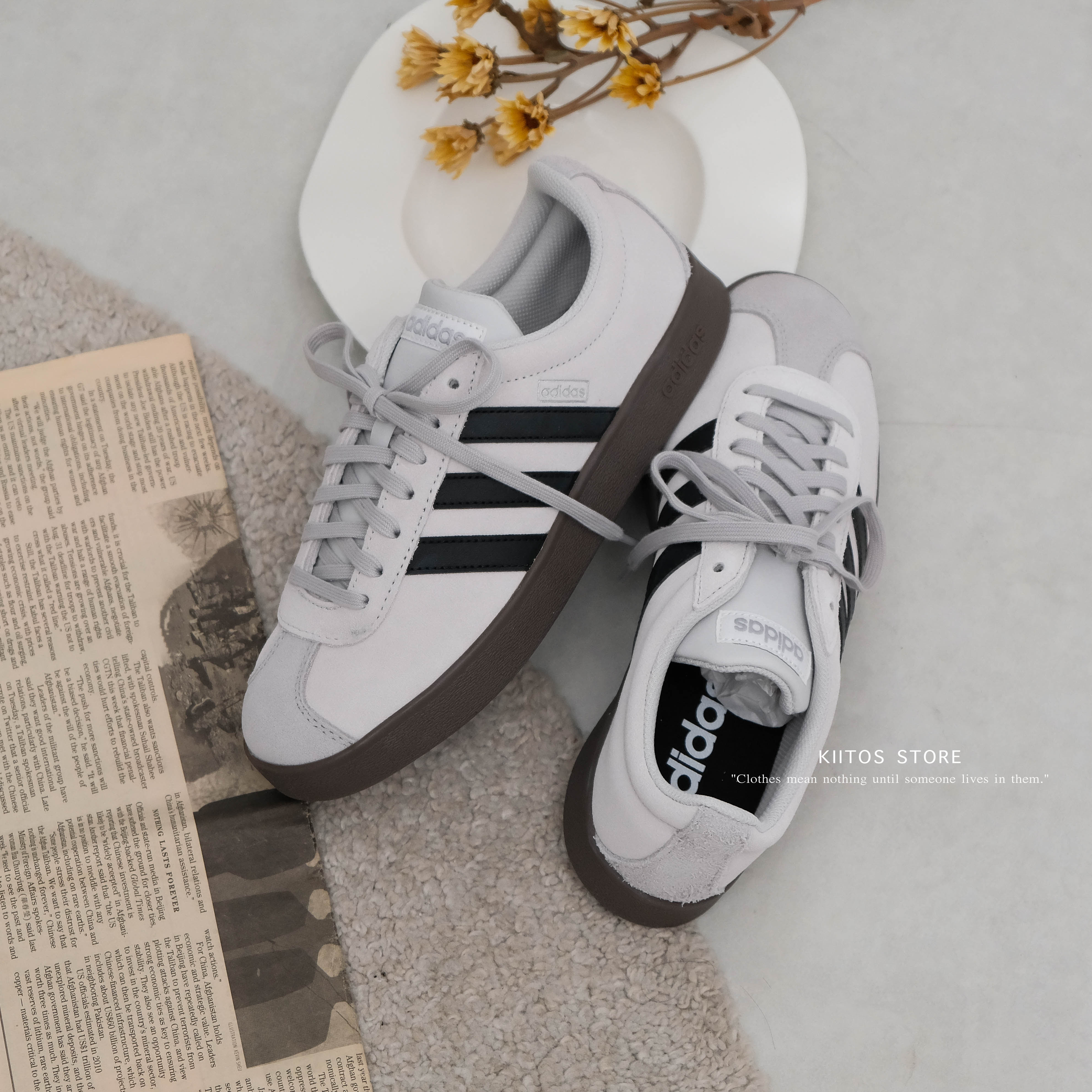 【現貨】 Adidas Neo VL Court 2.0 米灰黑 奶奶米灰 麂皮 德訓鞋 JR2560