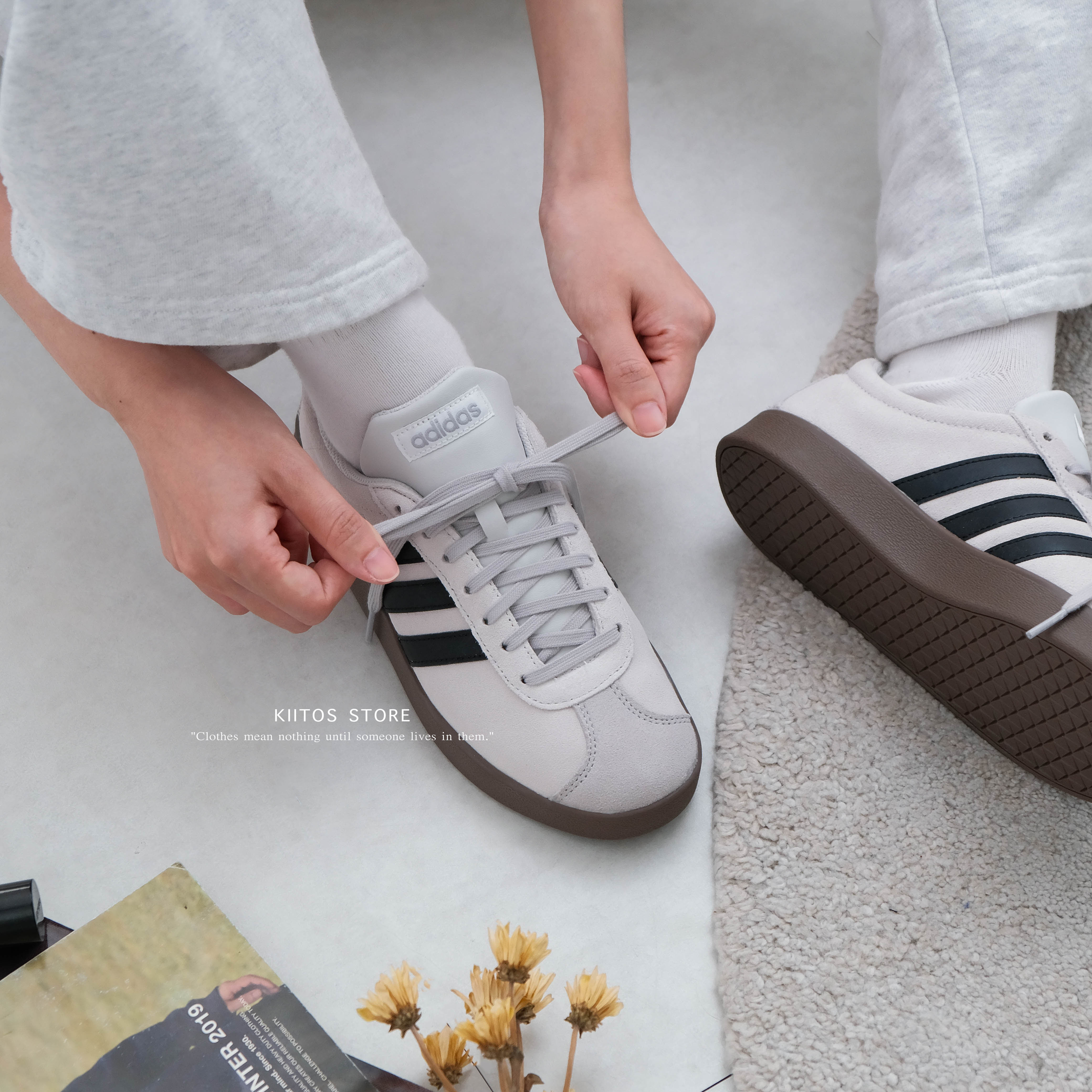 【現貨】 Adidas Neo VL Court 2.0 米灰黑 奶奶米灰 麂皮 德訓鞋 JR2560