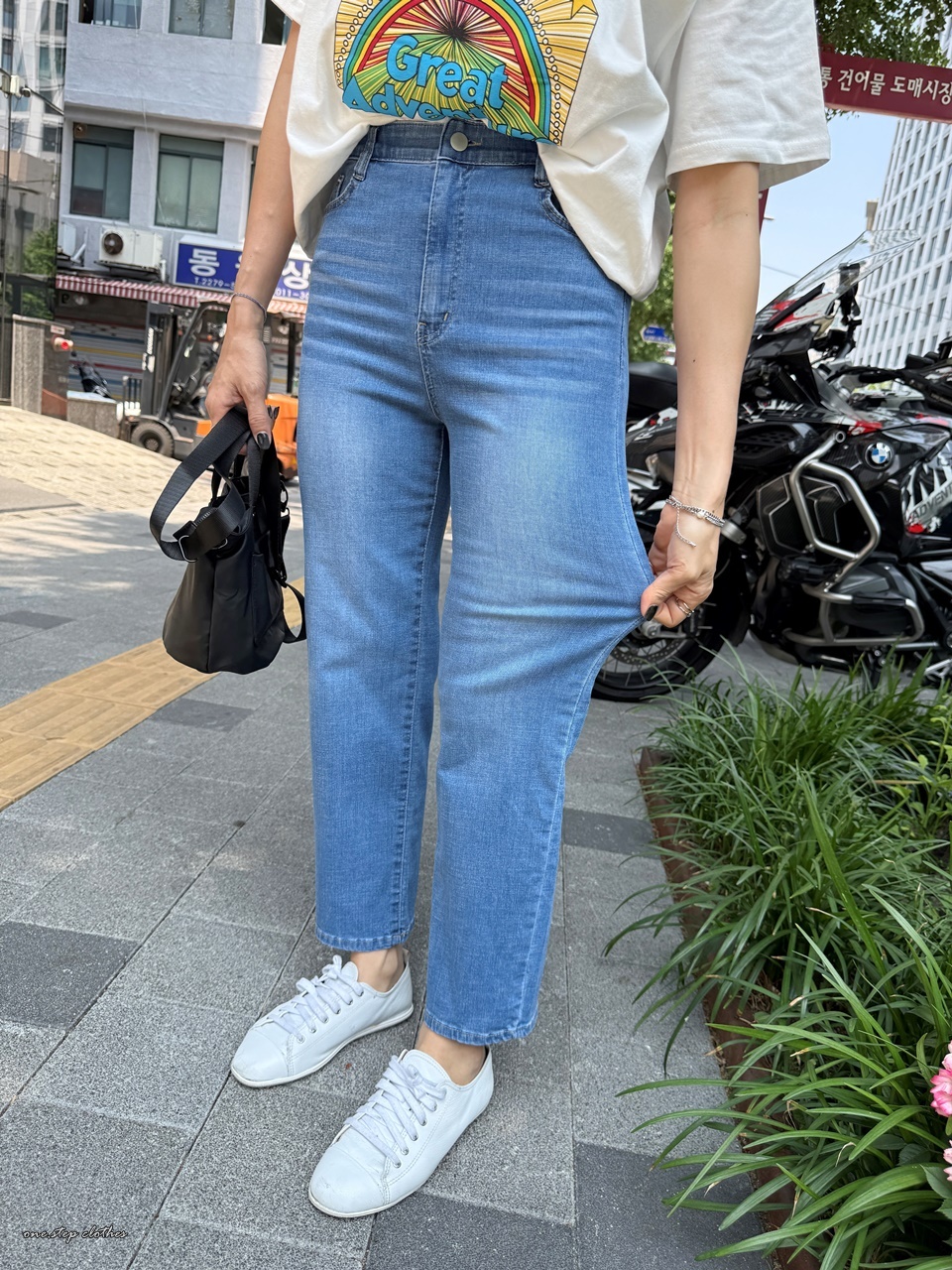 正韓Mist薄款涼感顯瘦鬆緊小直筒