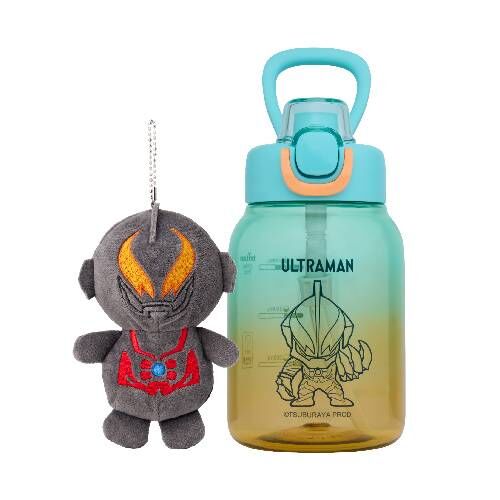 正版授權 超人力霸王 光の水壺700ml＋超人吊飾組合