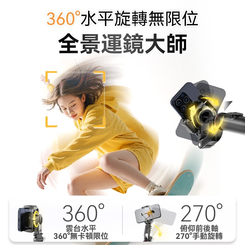 USATISFY AI人臉追蹤360°運鏡防抖美拍桿PRO