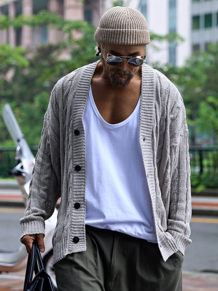 麻花夏季針織開襟衫