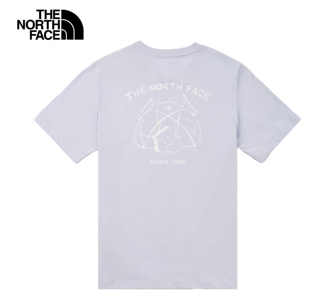 【The North Face 北面】白色短袖T恤 男女同款｜露營風小熊印花｜休閒百搭 圖案上衣｜CAMP BEAR系列  JUN25