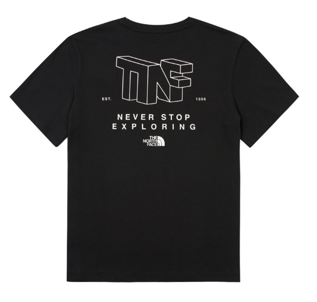 【The North Face 北面】黑色LOGO短袖T恤 男女同款｜經典扭轉圖案｜休閒百搭上衣｜LOGO TWIST系列  JUN25