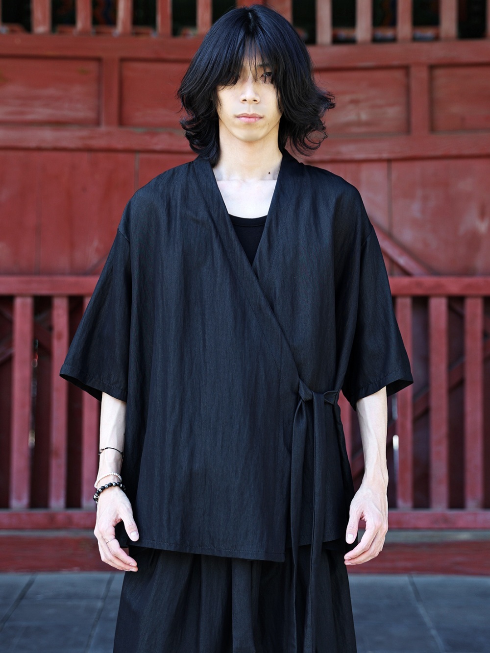 東方長袍短袖開襟衫