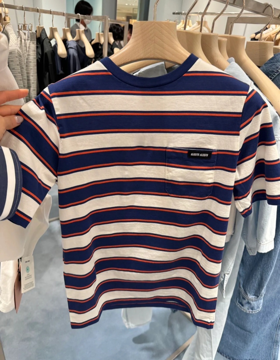 Miu Miu 藍白間條 字母Tee